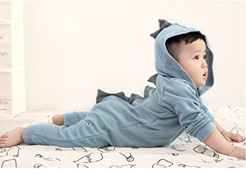 Newborn Baby Boys Girls Cartoon Dinosaur Hoodie Romper Jumpsuit Outfits