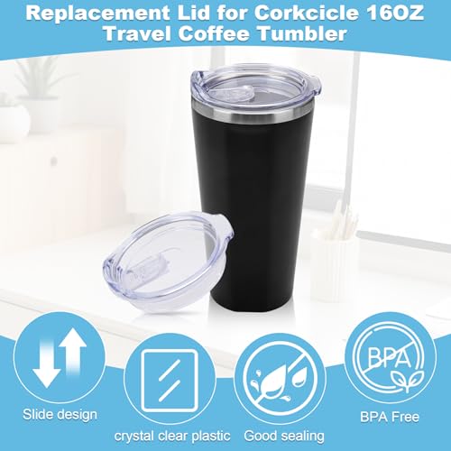16oz Replacement Lid for Corkcicle Tumbler,Double Sealing Spill Proof Replacement Top Compatible with 16 oz Cork cicle Travel Coffee Mug,2.9in Drink Cup Lids Fit for Corkcicle Water Bottle - Thumbnail 3