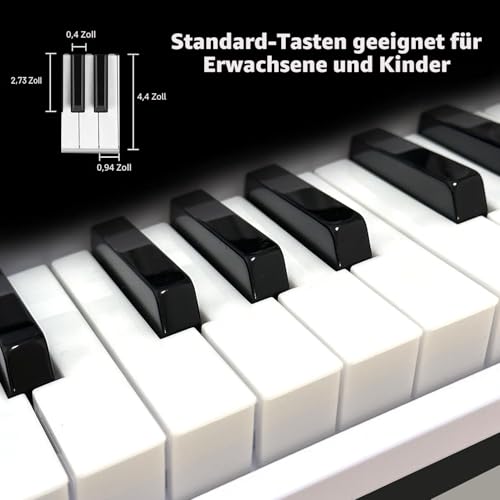 Funtaki Elektronisches Keyboard Piano mit 61 Tasten für Erwachsene und Kinder mit leuchtenden Tasten, MIDI-Konnektivität und Lernmodi – perfektes Anfängerklavier, Schwarz