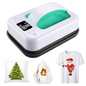 Heat Press Machine for T-Shirts, 7″ × 4.8″ Portable Fast Heat-up Mini Easy Press with Timing Function & Insulated Base, Ideal for T-Shirts, Bags, Pillows, Aprons, and More, Green