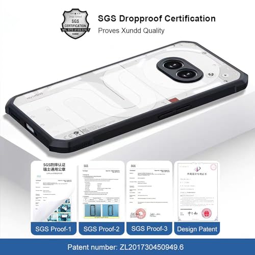 Image of for Nothing Phone 2A /2A Plus Transparent Case Ultra-Thin Cover Soft TPU Bumper + Acrylic Clear Back Military Grade Airbags Shookproof Drop Protection [1 Tempered Film],Black