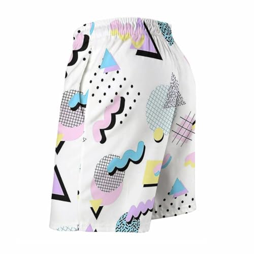 Men's 80s 90s Vintage Retro Neon Style Swim Trunks Beach Board Shorts Quick Dry Swimwear Sports with Pockets4