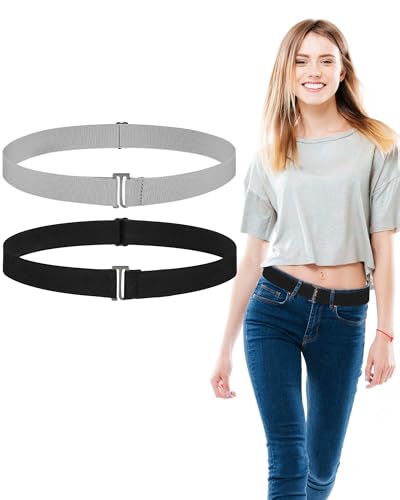 Image of SATINIOR 2 /3 /4 Pack Women Elastic Stretch Belt Invisible Sweater Shirt Tuck Band with Flat Buckle for Jeans Pants