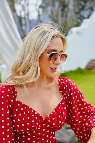 YuJian Retro Square Aviator Sunglasses for Women Mens Vintage Double Bridge Sun Glasses Lightweight 70s Shades4