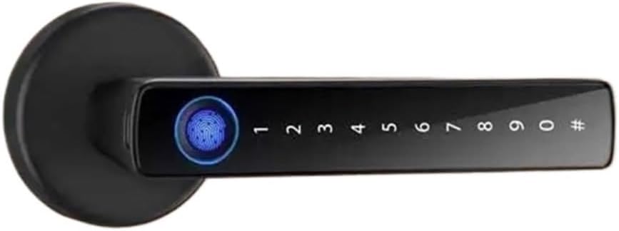 Smart Door Lock Handle with Fingerprint Key Card Digital Door Lock Keypad Key Entry Electronic Lock Home House Apartment(Single tongne-60-70,Silver)