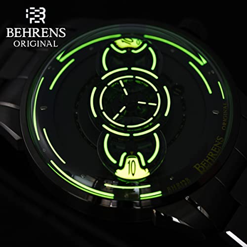 Br Behrens Original Men's Automatic Watch Space Traveler Collection Stainless Steel Sapphire Crystal Bhr012 #TOP2