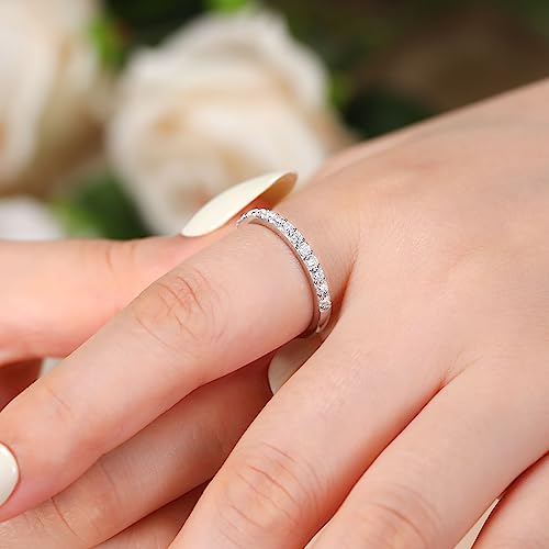 Ladylike Moissanite Wedding Band 925 Sterling Silver Wedding Rings 0.42ct D Color VVS1 Lab Created Half Eternity Stackable Anniversary Rings for Women3