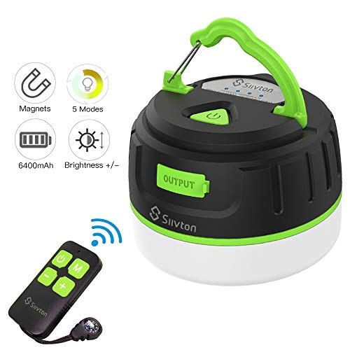 Siivton Camping Lights, Rechargeable Camping Lantern with Remote & Power Bank 6400mAh, LED