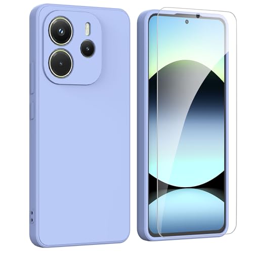 ARRYNN Funda Xiaomi Redmi Note 14 4G con Cristal Templado Protector de Pantalla,Púrpura Ultra Slim Protectora Funda de Silicona Líquida Suave Case Cover   Púrpura2