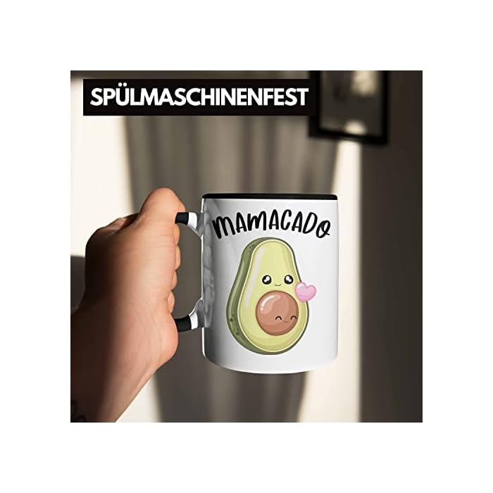 Trendation - Mamacado Tasse Geschenk Werdene Mutter Avocado NIedliche Grafik Schwangerschafts-Verkündung (Schwarz) – Bild 5