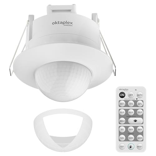 Oktaplex Sam Einbau Bewegungsmelder 360° inkl. Fernbedienung Infrarot Bewegungssensor 230V Anwesenheitssensor Unterputz Innen weiß