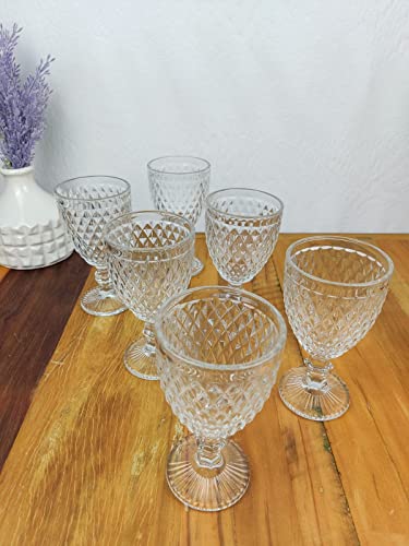 JOGO 6 TAÇAS DE VIDRO 300ML BICO DE ABACAXI TRANSPARENTES