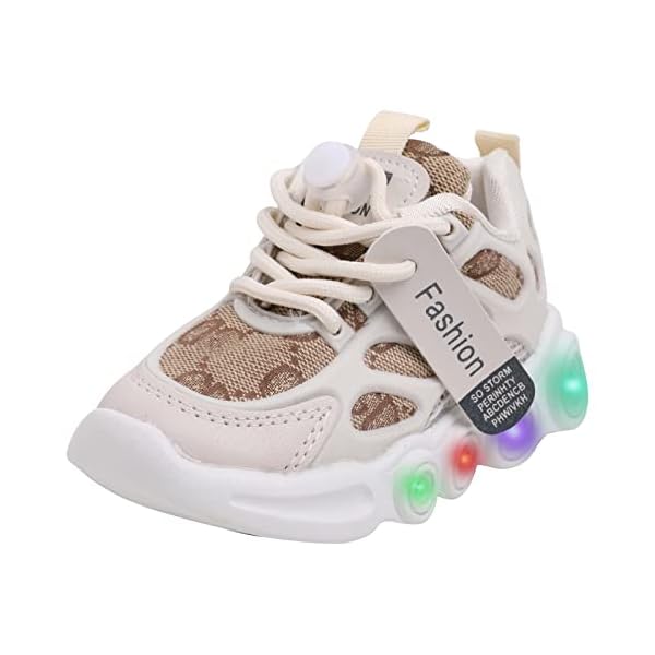Szsppinnshp Baby Boys Girls Sneakers Lightweight Soft Mesh Knit LED Light Up Shoes Toddler First Walkers for Walking…