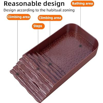 3 PCS Reptile Water Dish, Leaf Reptile Water Bowl, Amphibians Habitat Tortoise Food Bowl with Climbing Ramp for Turtle, Gecko, Snake, Bearded Dragon, Lizard