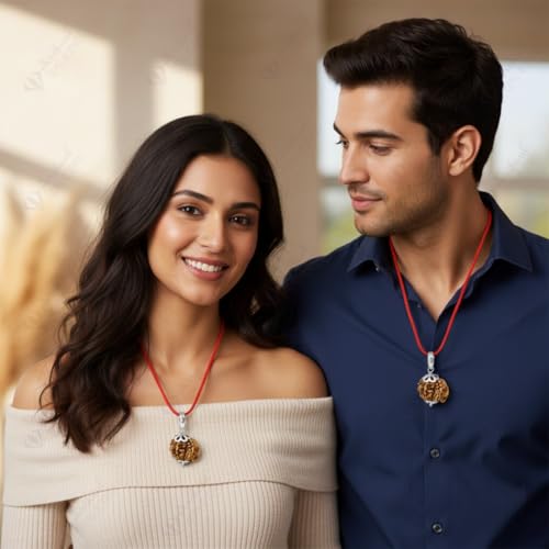 Image of Arihant Gems and Jewels 4 Mukhi to 7 Mukhi Ganesh Ji Nepali Rudraksha with 925 Silver Pendant - Natural & Certified Astrological Pendant for Positive Effects | Unisex for Men & Women