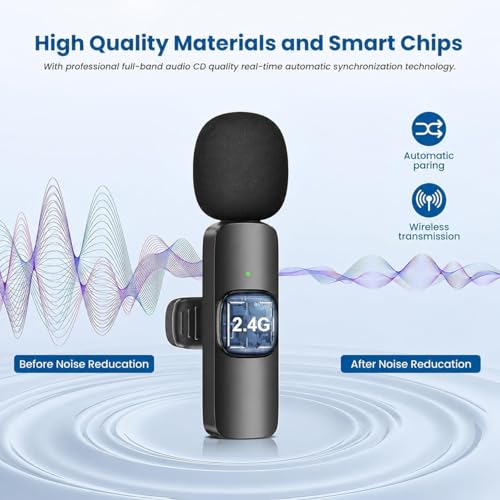 Image of K-8 Wireless Microphone, Collar Microphone for Type-C Android & iOS Noise Canceling Mic for Reels, Makeup Videos, Vlogging, Clip-On for YouTube, Singing, Video Recording, Podcasting