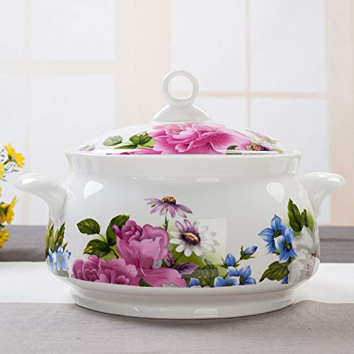 8 Pouces, soupière de Buffet en Porcelaine Fine, marmite de Cuisine for Cuisiner et Servir, Bol en Porcelaine avec Couvercle, Micro-Ondes