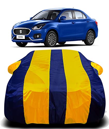 Image of Waterproof Car Cover with Ultra Surface Body Protection (Yellow Stripes) (Maruti Suzuki Swift Dzire)