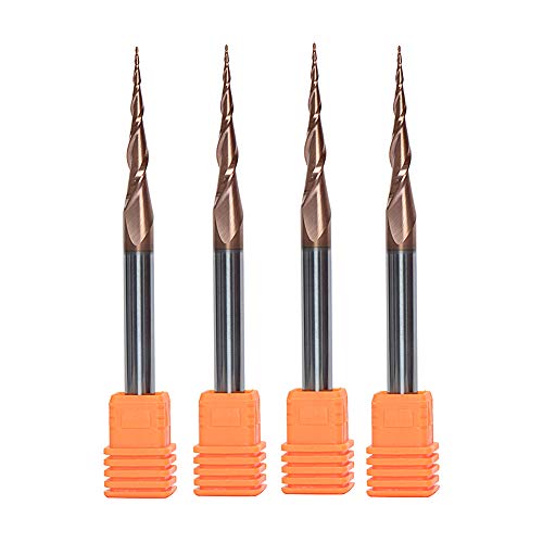SpeTool 4Pcs Tapered Ball Nose End Mill 1/4
