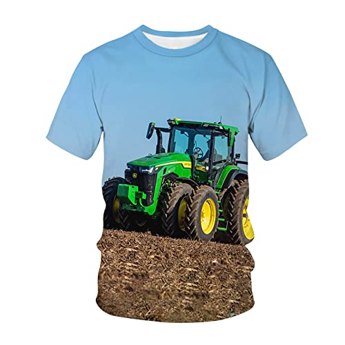 FGJFGGFR Tracteur de Ferme 3D à Manches Courtes Pull à col Rond T-Shirt étudiant Hors de l'étagère Chemise décontractée