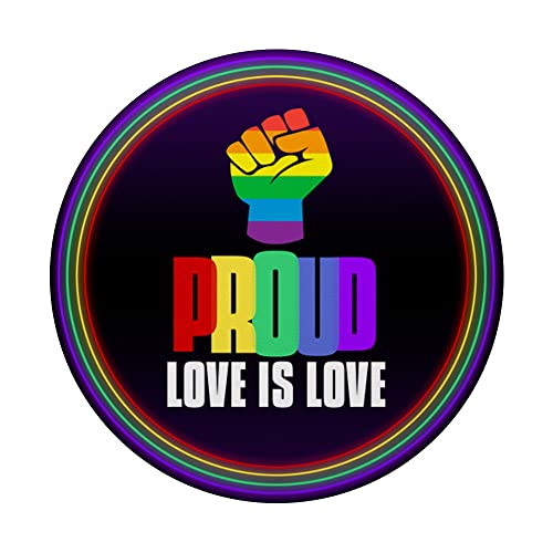 Proud LGBT Love is Love Lesbian Gay Bisexual Queer Gay Pride PopSockets Swappable PopGrip, Black - Image 3