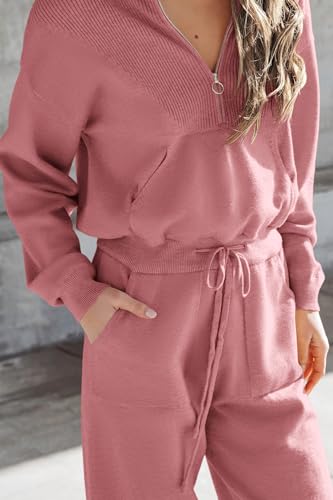 Image of PRETTYGARDEN Women's 2 Piece Sweater Set Pullover Zipper Sweatshirt Jogging Pants Tracksuit Casual Outfit