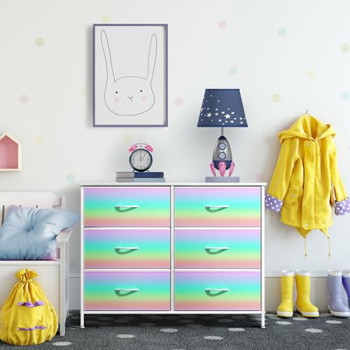 Sorbus Dresser with Fabric Drawers & Wood Top (6 Drawer, Rainbow) - image 6