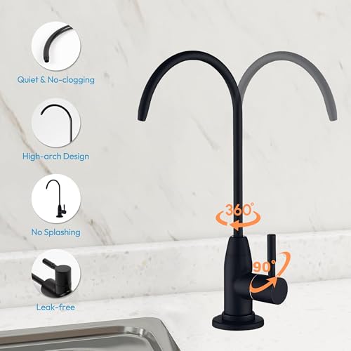 Image of Premium 304 Grade Steel Faucet for RO Water Purifier | 100% Lead-Free | Enhance Your Water Filtration Experience (Black Faucet SS304)