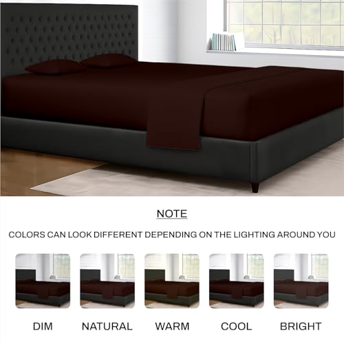 Image of SGI bedding 144 inch W x 84 inch L 4Pc Family XL Sheet Set 100% Egyptian Cotton - 600 Thread Count, Fits 18 inch Deep Pocket - Soft Breathable Oversized Sheets, for Extra Large Beds - Chocolate
