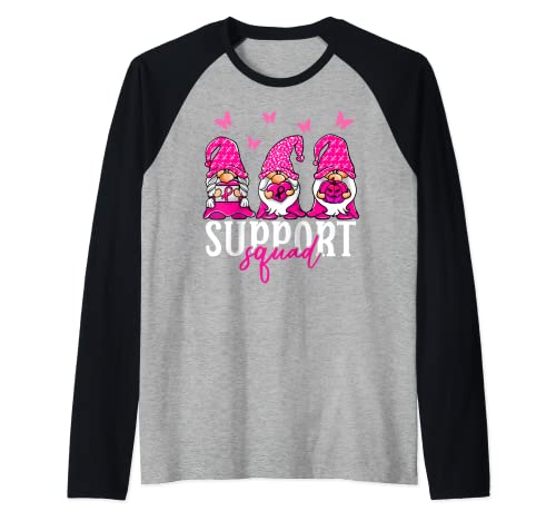 Support Squad Cáncer de mama - Gnomo Support Squad Graphic Camiseta Manga Raglan