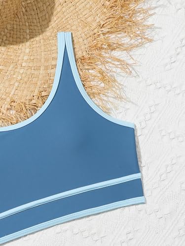 Image of Girls Swimsuits 3 Piece Bathing Suit Bikini Set with Sporty Shorts and Sunglasses Beach Swimwear for Girl 8-15 Years