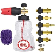 BEARFORCE Foam Cannon & 7 Adapters, Adjustable Snow Foam Lance Transparent Body, Professional Car Foam Blaster with 1/4" Quick Connector, 4000 PSI, 32oz, for Greenworks Karcher Ryobi Pressure Washer