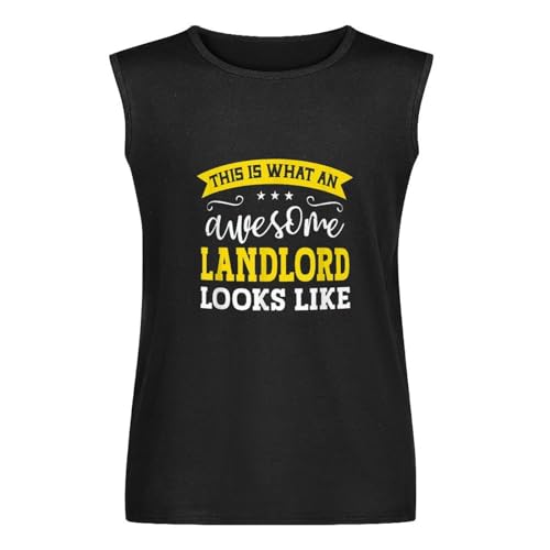Men's Vest Landlord Job Title Employee Funny Worker Profession Landlord Men's Sleeveless T Shirt Casual Tops Clothing Black M