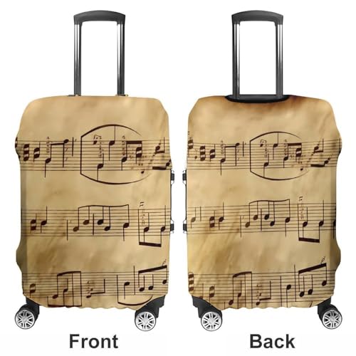 Vintage Music Note Art Luggage Cover, Washable Elastic Suitcase Cover Protector Fit 18-32 Inch Luggage3