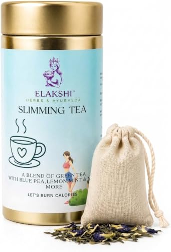 Image of Slimming Tea for Weight Loss - Herbal Green Tea for Metabolism & Detox, Fat Burn Support, Ayurvedic Blend with Turmeric, Ginger & Lemongrass, Biodegradable Cotton Tea Bags (Pack of 1)