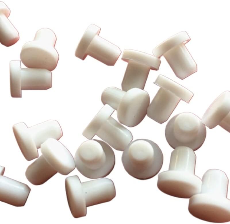 Rubber Bung, 10PCS/Set Silicone Rubber Hole Plugs 2.7mm-14mm Black/White Solid T Type High Temperature Seal Stopper Dustproof Plug(White,8.5mm)