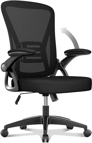 Image of naspaluro Office Chair Ergonomic Desk Chair with 90 Flip-up Armrest Lumbar Support, Height Adjustable Office Desk Chair, Executive Swivel Computer Chair with Padded Seat Cushion for Home /Office