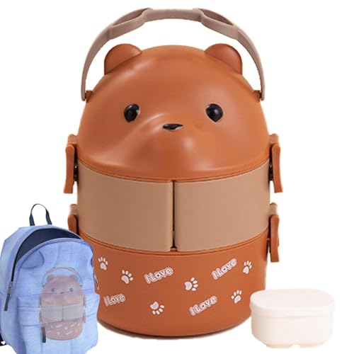 漏れ防止ランチボックス - ダブルコンパートメント保温フードジャー、ポータブル積み重ね可能な食事ホルダー、耐久性のある暖かい保管 |通勤、通学、旅行、ピクニック、日常、屋外用の大容量コンテナ