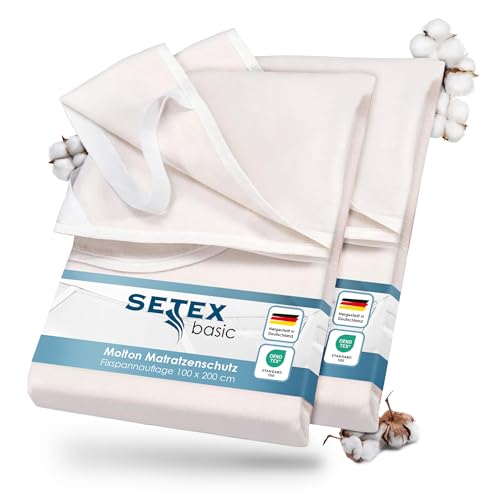 SETEX – 2x Molton Matratzenschoner 100x200 Doppelset – Matratzenauflage für Bettmatratzen 15-22cm Höhe – Matratzenschutz Fixspannauflage mit...