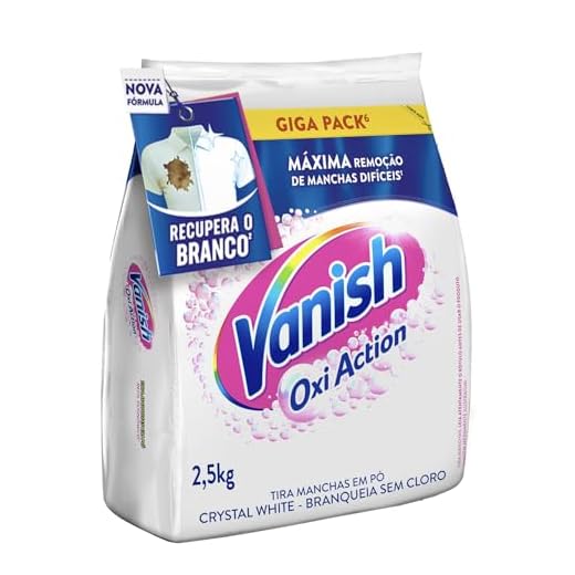 Tira Manchas em Pó Vanish Crystal White Oxi Action 2,5kg para roupas brancas