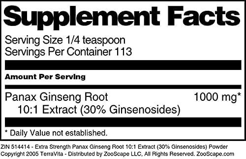Miniatura 4 de Extracto extra fuerte de Panax Ginseng Root 101 (30% Ginsenósidos) Polvo (4 oz, ZIN 514414) - Paquete de 3