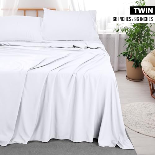 image for Utopia Bedding Flat Sheet - 1 Pack (Twin, White) - Soft Brushed Microf