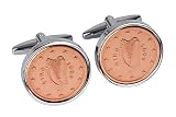 Worldcoincufflinks Cufflinks Rhodium Plated 2009 Irish Lucky Wedding Anniversary for Men Copper Coin