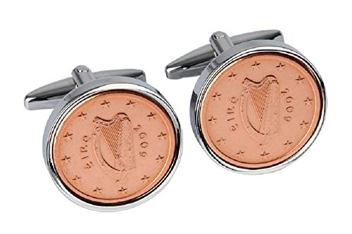Worldcoincufflinks Cufflinks Rhodium Plated 2009 Irish Lucky Wedding Anniversary For Men Copper Coin #TOP7