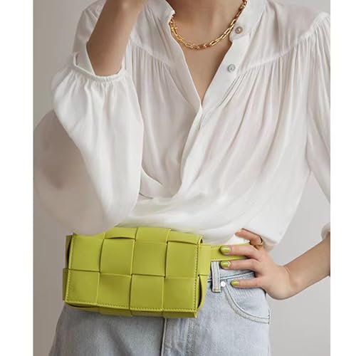 Image of Mini Woven Lether Purse Crossbody, Waist Pack Bag with Adjustable Belt, Fanny Packs Purse, Shoulder Handbags (Black)