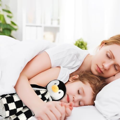 Image of Baby Lovey Blanket for Boys Girls Super Soft Checkerboard Gingham with Minky Dot Fabric Backing Penguin Stuffed Animal Lovely Snuggle Toy Black 14 Inch