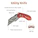 Amazon Basics Folding Utility Knife Box Cutter with Back-lock Mechanism, Portable Lightweight Aluminum Handle, Red
