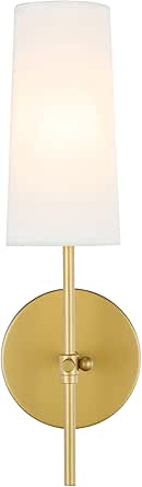 Living District Mel 1-Light Metal &amp; Fabric Wall Sconce in Brass and White