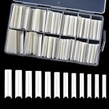 KADS Clear Square Nail Tips, 240PCS 3XL Long No C Curve Nail Tips, Half Cover Flat Tapered Square Straight Gel Acrylic Tips False Nails for DIY Salon Home