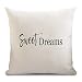 Sweet Dreams Housse de coussin en coton satiné et soie 40 cm x 40 cm